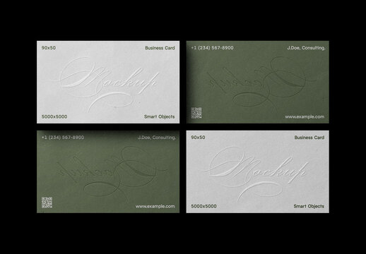 90x50 Business Card Mockup &ndash; Debossing Branding Stationery Presentation (PSD)