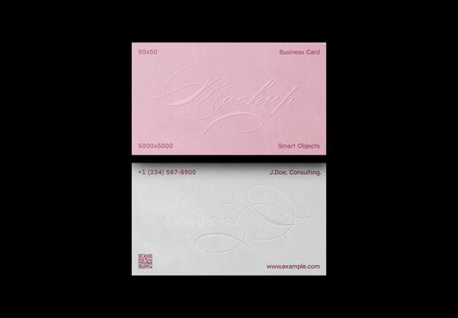 90x50 Business Card Mockup &ndash; Embossing Branding Stationery Presentation (PSD)