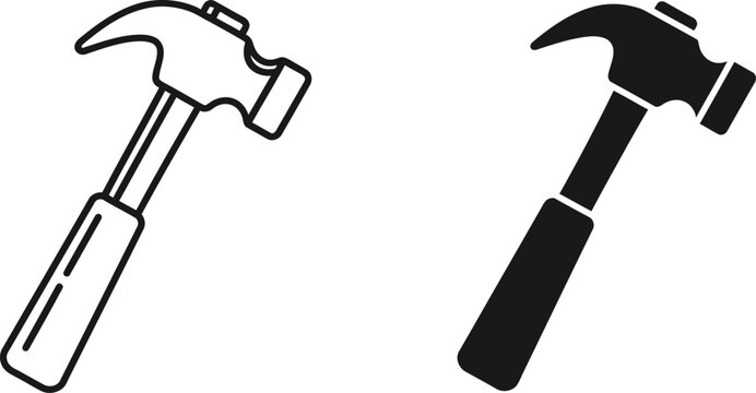 Black and white hammer tool isolated illustration Vector