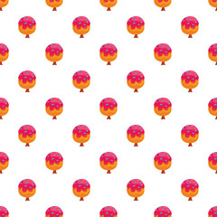 Obraz premium Cartoon trees with pink frosting and sprinkles forming a sweet seamless pattern