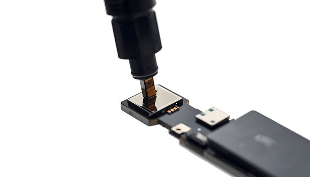 Smartphone Face ID Module Installation on White