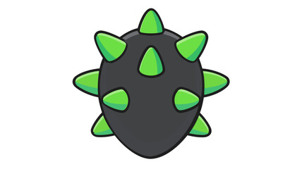 Fototapeta premium Armored Saurian Defensive Tail Mace with Emerald Barbs. Scalable Path Artwork of Mesozoic Combat Weaponry for Lithology Studies, Evolutionary Biology, and Museum Education.