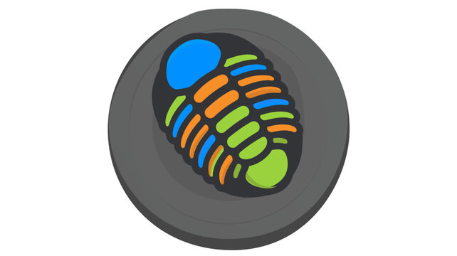 Customizable prehistoric arthropod icon with modifiable stroke weight. Colorful trilobite fossil graphic for science curricula, featuring clean line art and adjustable vector properties.