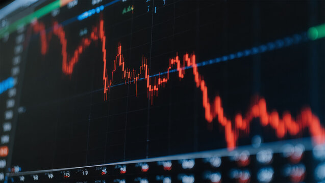 Falling stock market graph with red financial chart