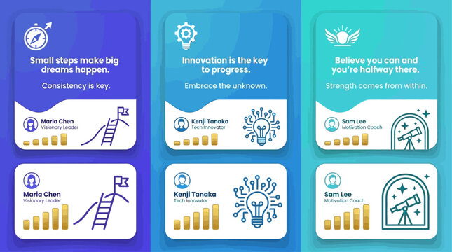 Inspiring Quotes and Team Recognition Cards with Motivational Messages for Business Growth and Success