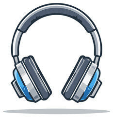 Fototapeta premium Over-ear headphones vector illustration, audio listening headset for entertainment, gaming or music isolated