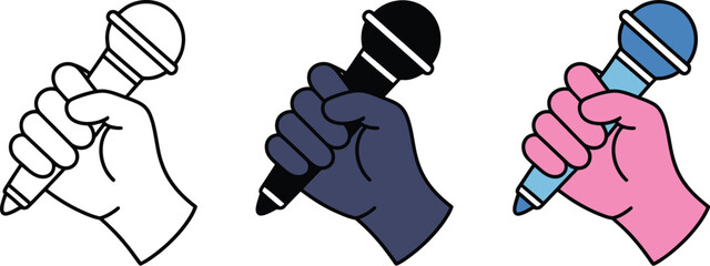 Press freedom journalism icon illustration with newspaper microphone broadcasting and media communication symbols for publishing projects © MD MILON