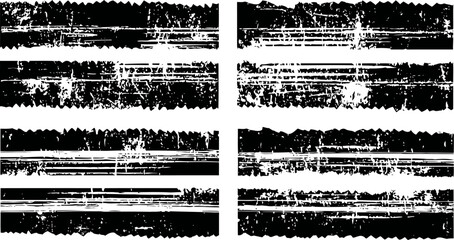 Obraz premium Set of six black horizontal grunge distress texture brushes for design and background effects