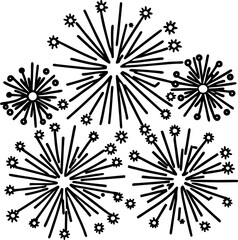 Obraz premium doodle firework bursts illustration hand drawn fireworks with star shapes exploding in the sky