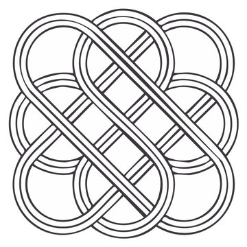 Intricate interlocking knot pattern with a sense of endless continuation and complexity