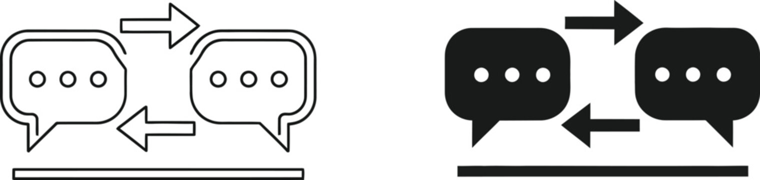 Communication exchange icon set linear and solid styles