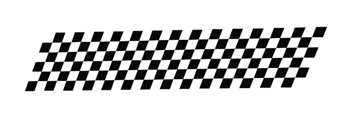 Obraz premium Checkered Racing Flag Pattern Slanted Black and White Vector Illustration 