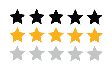 Fototapeta premium Five Star Rating and Review Icon Set - Gold, Black, and Grey Vector 