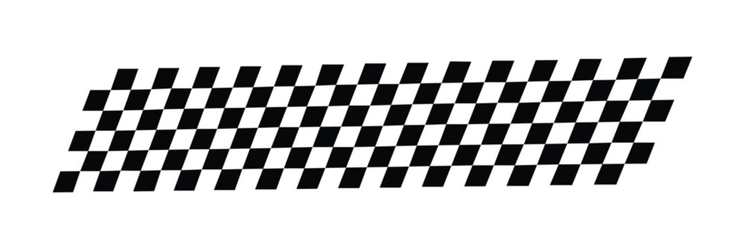 Checkered Racing Flag Pattern Slanted Black and White Vector Illustration
