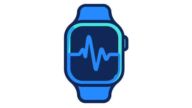 Modern smartwatch vector icon with heart rate monitor, featuring an editable stroke, adjustable stroke weight, and customizable line weight for fitness, health, and tech design projects.