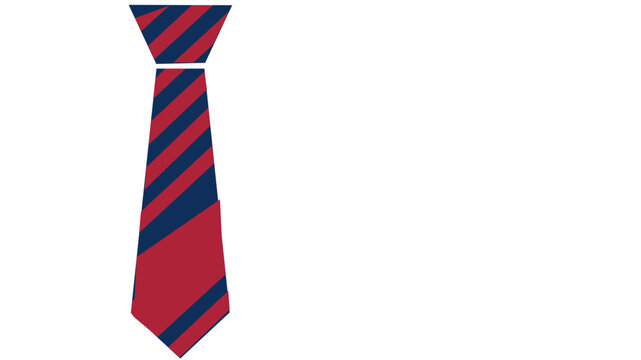 Classic navy and red striped tie vector illustration for formal events. Professional men's clothing accessory icon for business suits, office attire, and luxury menswear collections.