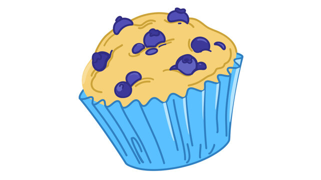 Delicious blueberry muffin vector icon for picnic and bakery themes. Features an editable stroke, adjustable line weight, and customizable stroke width. Isolated on a white background graphic.