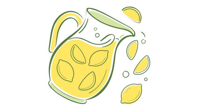Cool lemonade jug vector art with modifiable stroke paths and scalable line thickness. Ideal beverage symbol for summer outings and backyard lunches, rendered in a modern thin line style.