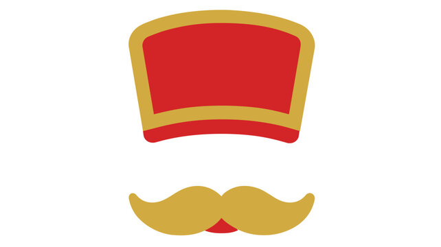 Nutcracker Soldier Hat Vector Illustration for Ballet and Dance Performances, Red and Gold Military Style Headpiece Icon Isolated on White Background for Christmas Theater and Stage Props.