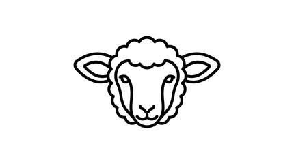 Simple Sheep Head Icon, Line Art, Vector Illustration, Farm Animal Symbol © intan