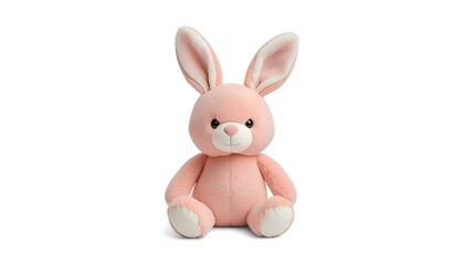 Fototapeta premium Adorable Pink Bunny Plush Toy PNG Isolated on Transparent Background for Kids and Baby Room Decor