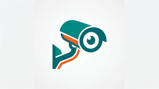 Modern security camera icon monitoring areas and building safety systems, providing surveillance and protection for smart home property concepts.