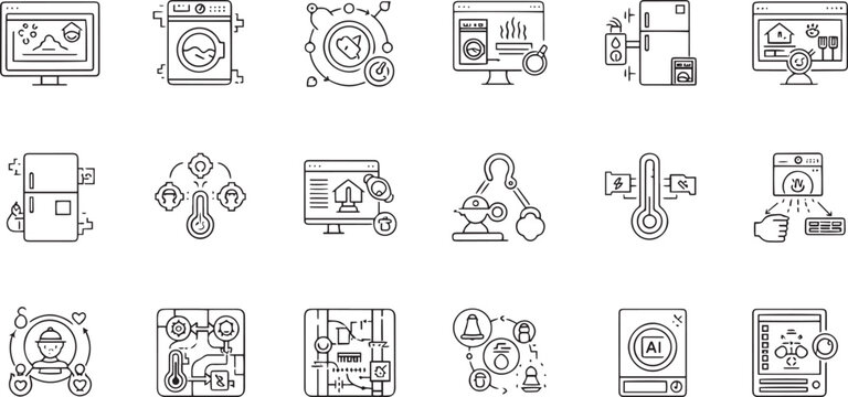 Digital Communication Network Cloud Server Infrastructure and Hardware Maintenance Icon Set