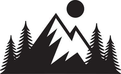 Obraz premium Mountain Forest Landscape Vector,Adventure Nature Badge Design