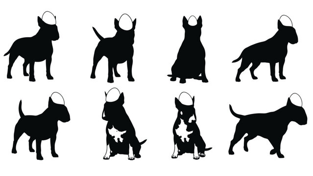 Bull Terrier Silhouettes with White Egg Heads