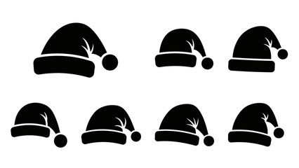 Fototapeta premium Christmas Santa Hats Silhouette Collection - Festive Holiday Icons