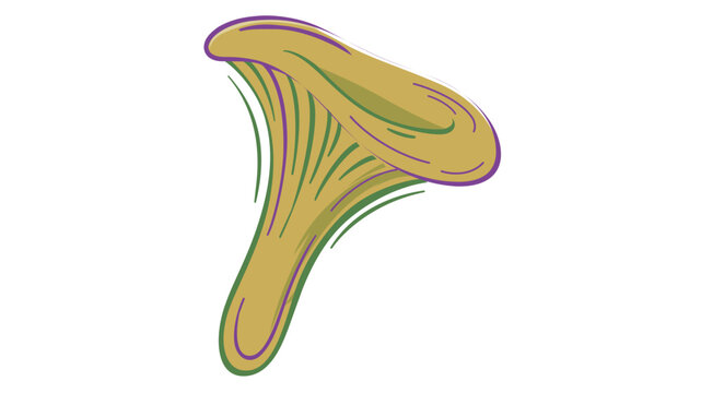 Colorful line vector icon illustration of a magic fantasy violet chanterelle mushroom with editable stroke, adjustable stroke weight, customizable line weight, thin line design for forest themes.