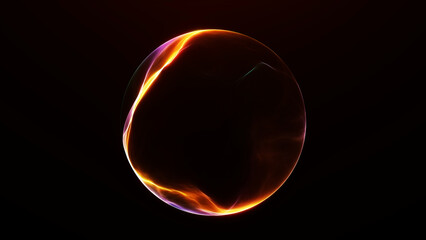 Futuristic burning light orb with subtle orange plasma rim, dark minimal space and soft neon waves for cinematic technology, sci-fi and energy visuals. © Vooper