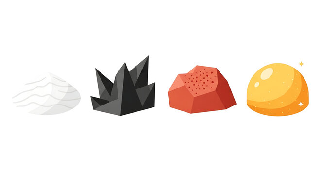 Set of various raw materials and resources for crafting or cooking games