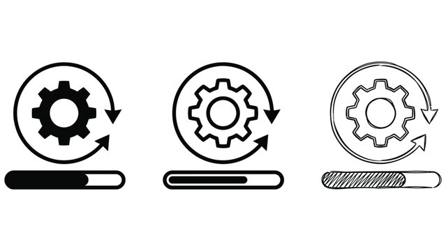 System loading and progress bar icon set, update and installation concept
