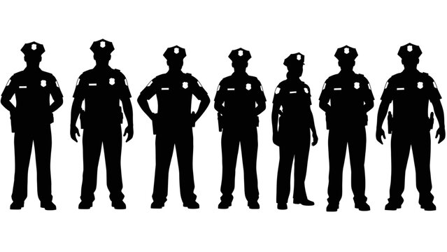 Police Officers Silhouette Collection - Law Enforcement Uniformed Group