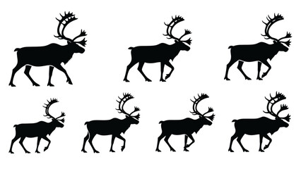 Fototapeta premium Reindeer Silhouette Collection - Nordic Animal Graphics for Winter and Christmas