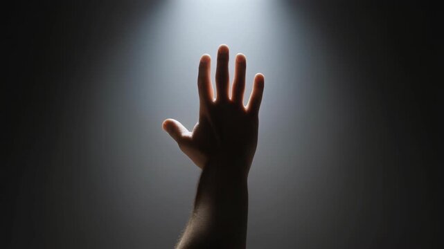 Hand reaches up to a light