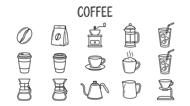 Coffee cup and coffee beans icon.