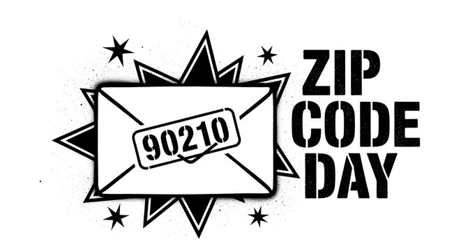Vintage ZIP Code Day Postal Envelope Stamp Retro Celebration Clipart Design