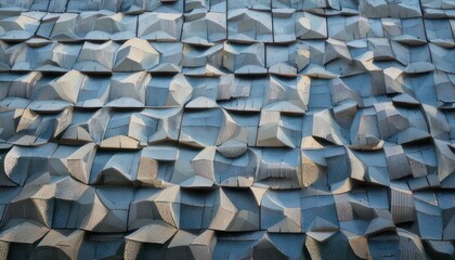 Fototapeta premium Abstract geometric pattern on a building facade with shadows.
