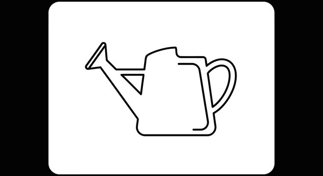Simple outline drawing of a watering can on a white background