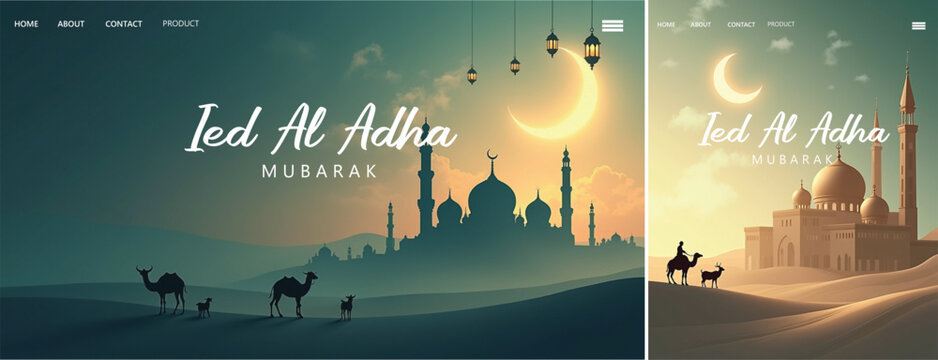 Elegant islamic eid al-adha celebration background, Eid al adha mubarak islamic festival for socail media, website, design template