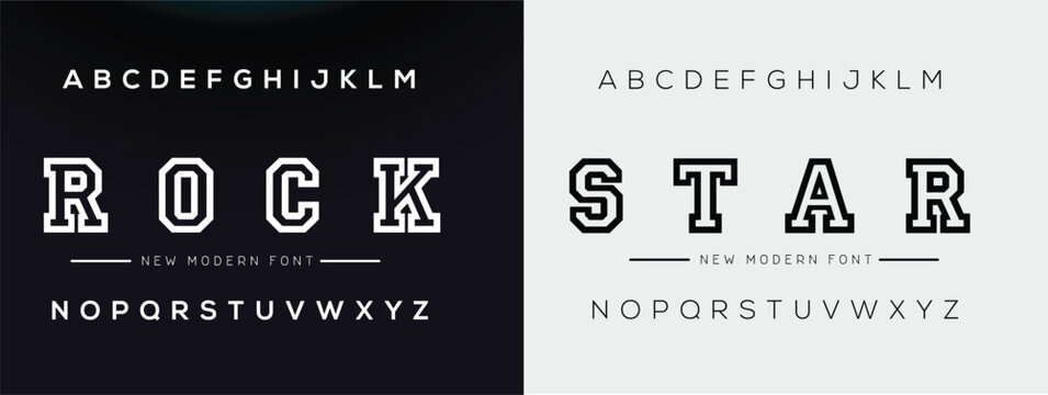 Vector of Modern Alphabet Letters and numbers, Parallel lines stylized rounded fonts, Double Line for each letter, Minimal Bold Letters set for Futuristic, sci-fi, Technology, Hi-tech, digital