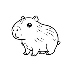 Fototapeta premium Cute Cartoon Pig Walking Line Art Illustration Vector Animal