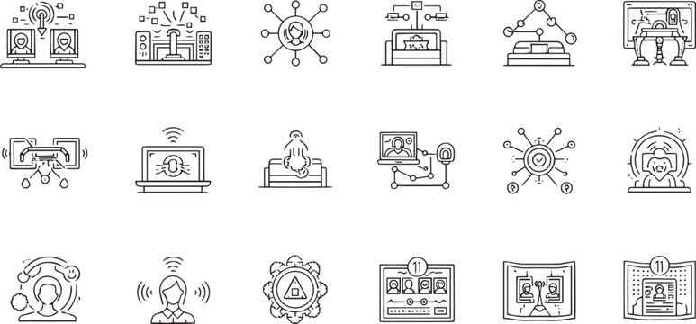 Digital Communication Network Cloud Server Infrastructure and Systems Configuration Icon Set