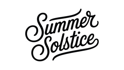 summer solstice modern handwritten typography design with elegant calligraphy lettering style for seasonal celebration nature festival and astronomy artwork © VectAmaze