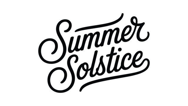 summer solstice modern handwritten typography design with elegant calligraphy lettering style for seasonal celebration nature festival and astronomy artwork