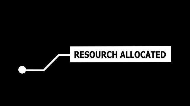Minimalist lower third featuring resource allocated text overlay with clean modern typography and smooth motion for corporate business presentations