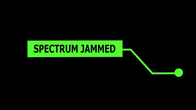 Digital hud spectrum jammed callout overlay with minimalist green ui for futuristic sci-fi technology interfaces, cyberpunk data tracking, and high-tech software motion