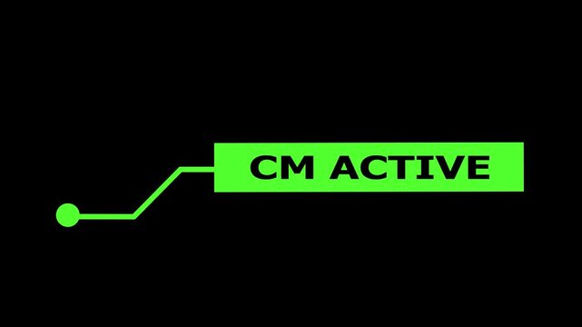 Green lower third with cm active text overlay for modern broadcast sleek minimalist interface for corporate presentations and digital media projects